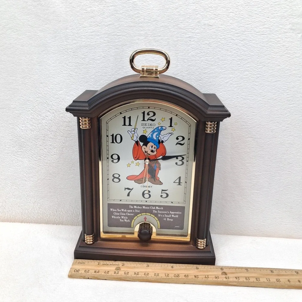 Vintage Seiko QFD211B Disney Mickey Mouse Sorcerer Musical Alarm Clock Tested